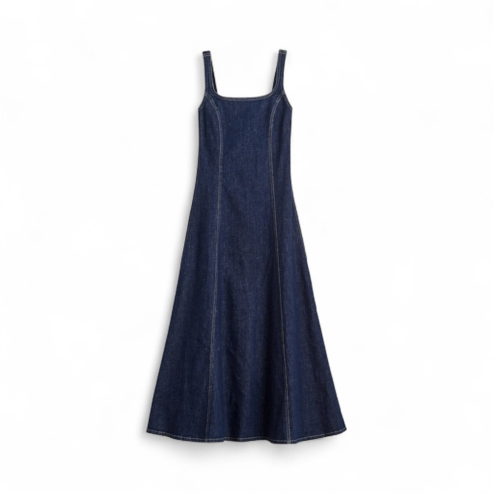 Alexa Chung for Madewell Denim Tank Midi Dress in Pellson Wash